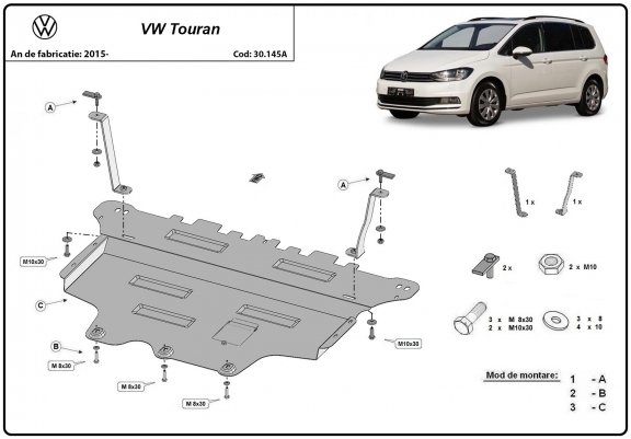 Cache sous moteur et de la boîte de vitesse VW Touran