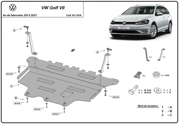 Cache sous moteur et de la boîte de vitesse VW Golf 7 