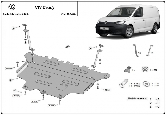 Cache sous moteur et de la boîte de vitesse VW Caddy