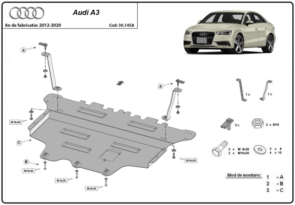 Cache sous moteur et de la boîte de vitesse Audi A3 (8V) 