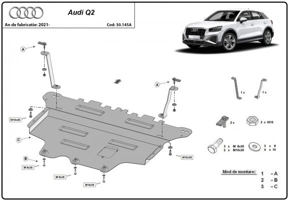 Cache sous moteur et de la boîte de vitesse Audi Q2 