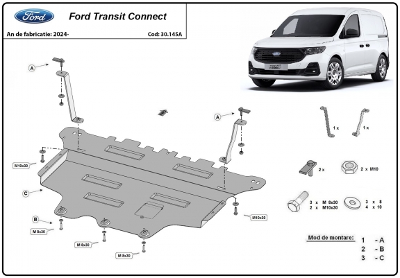 Cache sous moteur et de la boîte de vitesse Ford Transit Connect