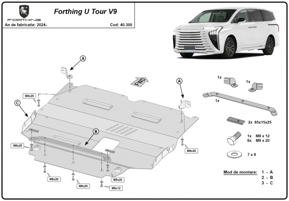 Cache sous moteur et de la radiateur Forthing U Tour V9