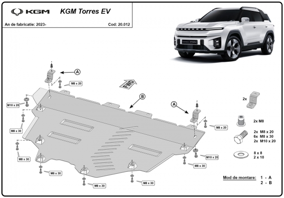 Cache sous moteur et de la radiateur KGM Torres EV