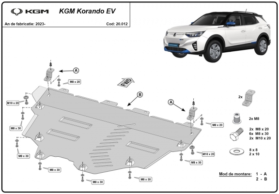 Cache sous moteur et de la radiateur KGM Korando EV 