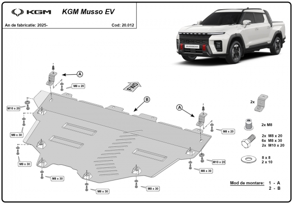 Cache sous moteur et de la radiateur KGM Musso EV 