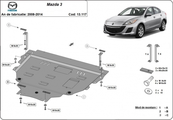 Cache sous moteur et de la boîte de vitesse Mazda 3