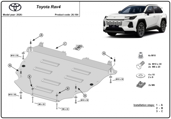 Cache sous moteur et de la boîte de vitesse Toyota Rav4