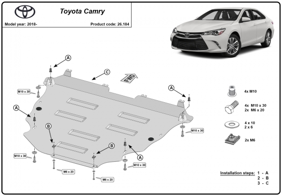Cache sous moteur et de la boîte de vitesse Toyota Camry