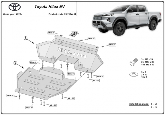 Cache Sous Moteur Toyota Hilux EV - Aluminium