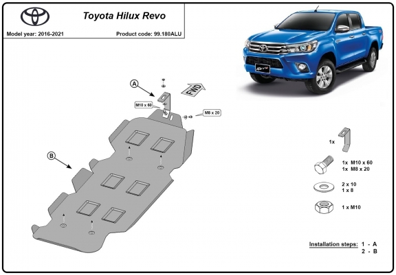 Cache de protection de réservoir Toyota Hilux Revo- Aluminium