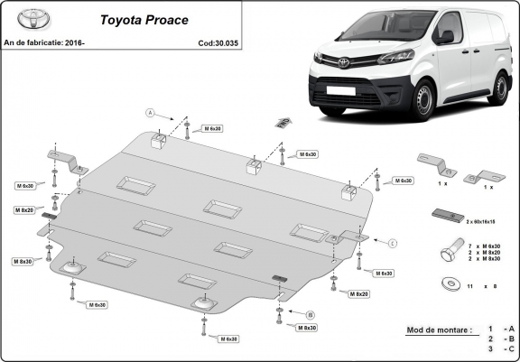 Cache sous moteur et de la boîte de vitesse Toyota Proace