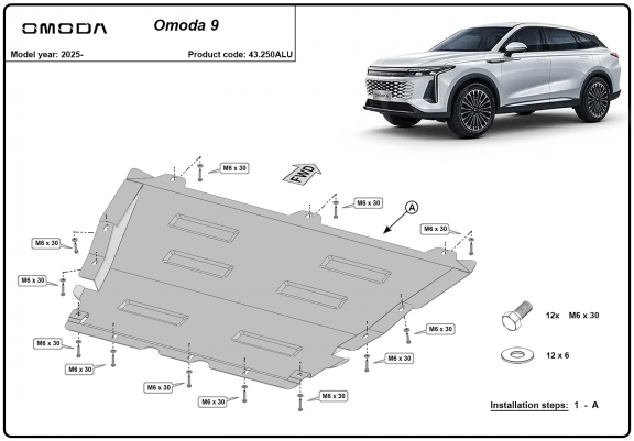Cache sous moteur et de la boîte de vitesse Omoda 9 Aluminium