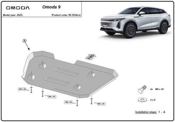 Cache de protection de réservoir Omoda 9 - Aluminium