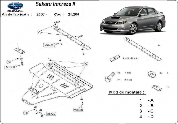 Cache sous moteur et de la boîte de vitesse Subaru Impreza Petrol