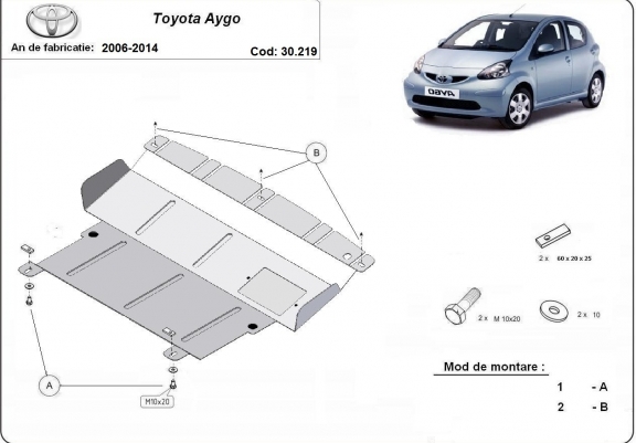 Cache sous moteur et de la boîte de vitesse Toyota Aygo AB10
