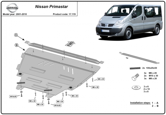 Cache sous moteur et de la boîte de vitesse Nissan Primastar
