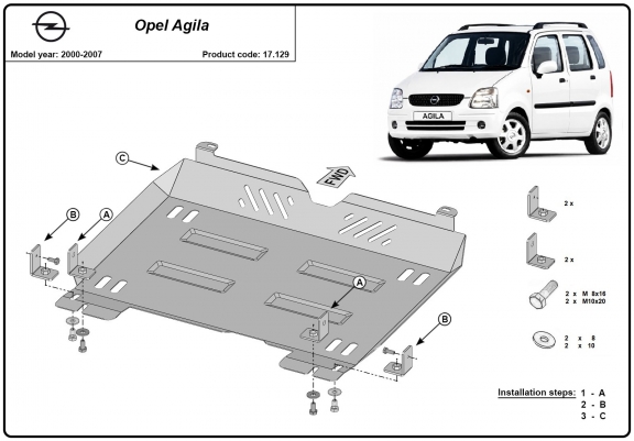 Cache sous moteur et de la boîte de vitesse Opel Agila (H00)