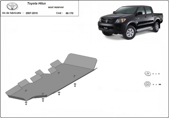 Cache de protection de réservoir Toyota Hilux