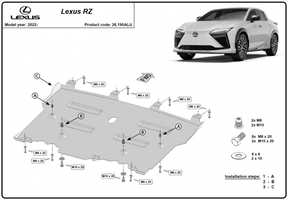 Cache sous moteur et de la boîte de vitesse en aluminium Lexus RZ