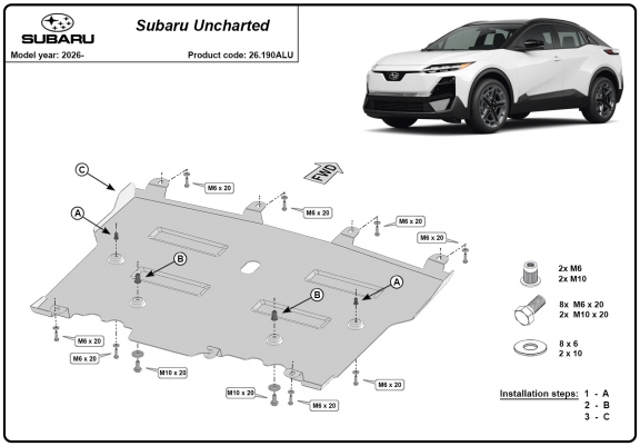 Cache sous moteur et de la boîte de vitesse en aluminium Subaru Uncharted