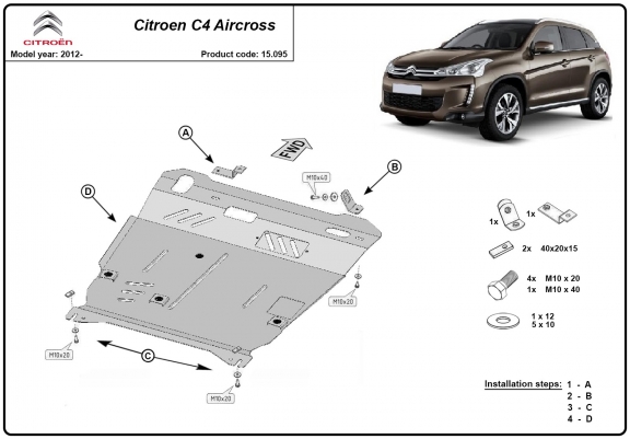 Cache sous moteur et de la boîte de vitesse Citroen C4 Aircross
