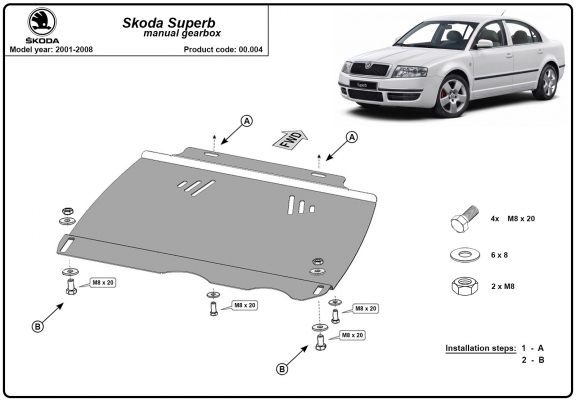 Cache de protection de la boîte de vitesse Skoda Superb - manuelle
