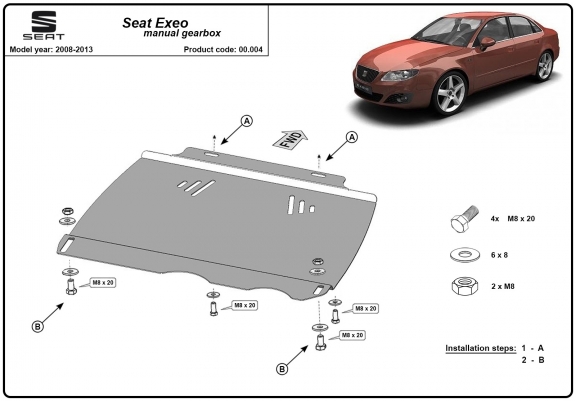 Cache de protection de la boîte de vitesse Seat Exeo - manuelle