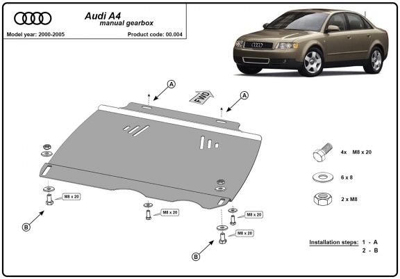 Cache de protection de la boîte de vitesse Audi A4 B6 - manuelle