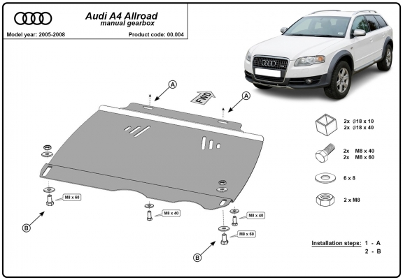 Cache de protection de la boîte de vitesse Audi A4 B7 All Road- manuelle 