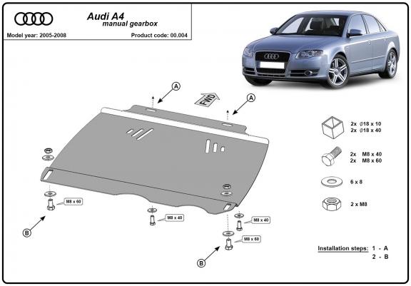Cache de protection de la boîte de vitesse Audi A4 B7- manuelle
