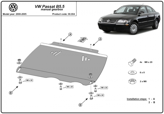 Cache de protection de la boîte de vitesse VW Passat B5, B5.5 - manuelle