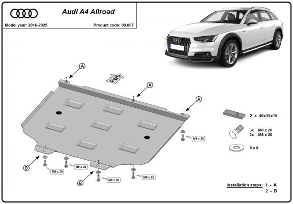 Cache de protection de la boîte de vitesse Audi A4 B9 All Road