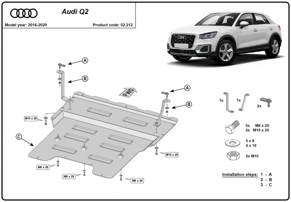Cache sous moteur et de la boîte de vitesse Audi Q2