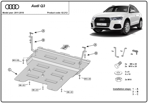 Cache sous moteur et de la boîte de vitesse Audi Q3