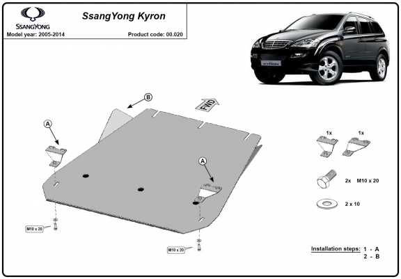 Cache de protection de la boîte de vitesse SsangYong Kyron