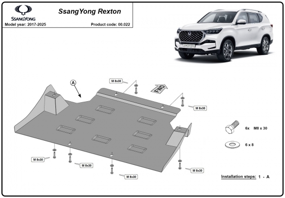 Cache de protection de la boîte de vitesse SsangYong Rexton