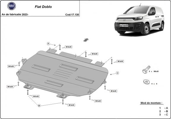 Cache sous moteur et de la boîte de vitesse Fiat Doblo