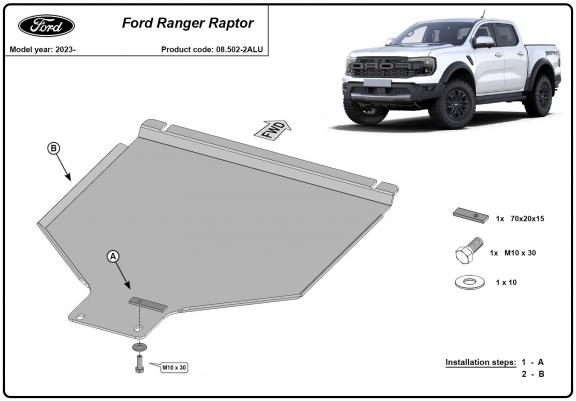 Cache de protection aluminium de la boîte de vitesse Ford Ranger Raptor