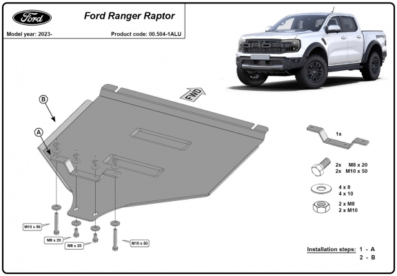Cache de protection aluminium de la boîte de vitesse Ford Ranger Raptor