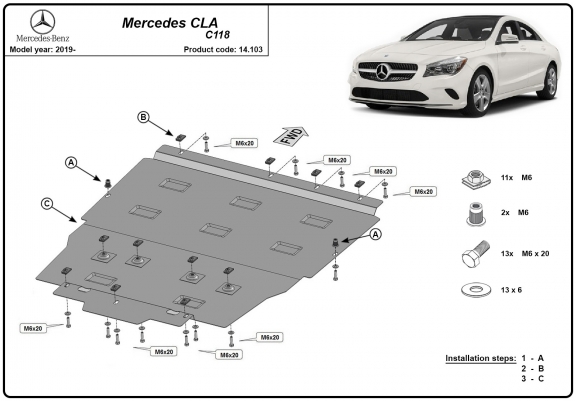 Cache sous moteur et de la boîte de vitesse Mercedes CLA C118
