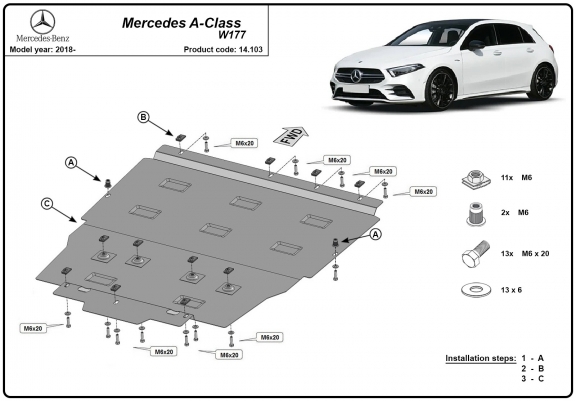 Cache sous moteur et de la boîte de vitesse Mercedes A-Class W177
