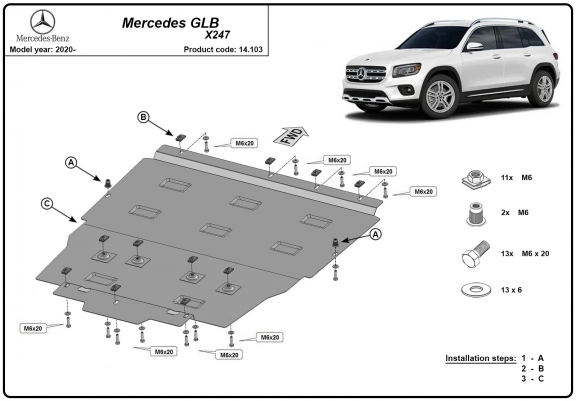 Cache sous moteur et de la boîte de vitesse Mercedes GLB X247