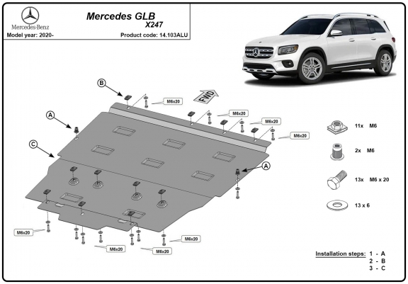 Cache sous moteur et de la boîte de vitesse Mercedes GLB