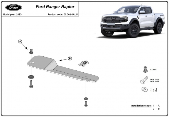 Cache de protection de filtre à carburant Ford Ranger Raptor - Aluminium