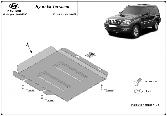 Cache de protection de boite de transfert Hyundai Terracan