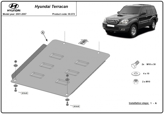 Cache de protection de la boîte de vitesse Hyundai Terracan