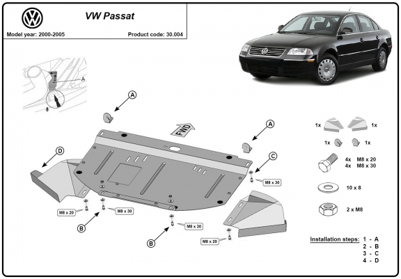 Cache sous moteur et de la radiateur VW Passat B5.5