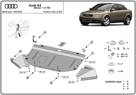 Cache sous moteur et de la radiateur Audi A4  B6 1.9 Tdi