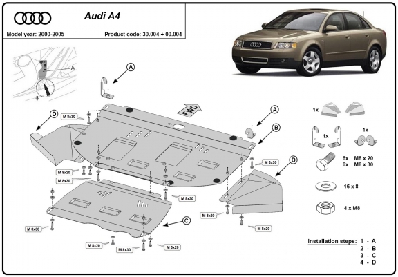 Cache sous moteur Audi A4 B6 - forfait promotionnel - diesel